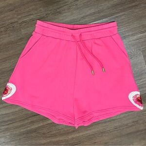 Queen of Sparkles Heart Sweatshorts in Pink. Size M
